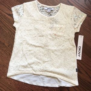 Girls 6 DKNY lace & sequin top